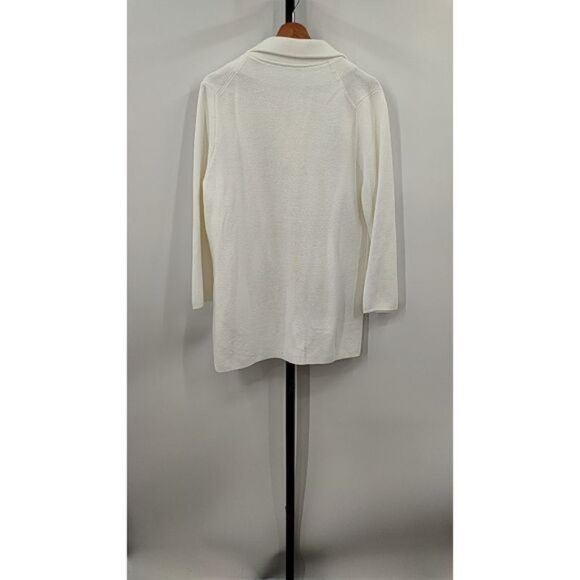 Quince NWT Women 100% Organic Cotton Knit Blazer Ivory/White Medium - Picture 3 of 5